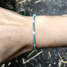 Load image into Gallery viewer, “Tiny Dreamer” Tiny Turquoise, Herkimer Diamond, Silver Seed Bead Spirit Bracelet
