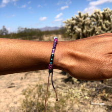 Load image into Gallery viewer, “Wild Lullaby” Fiber Threads with Herkimer diamond, Amethyst, and Turquoise Stone Wanderlust Bracelet
