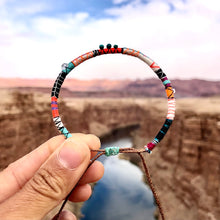 Load image into Gallery viewer, “The Huntress” Fiber Threads with Herkimer Diamond, Pearl, Tibetan Turquoise Stones Wanderlust Bracelet
