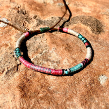 Load image into Gallery viewer, “Life" Fiber Threads with Turquoise and Pearl Stone Wanderlust Bracelet
