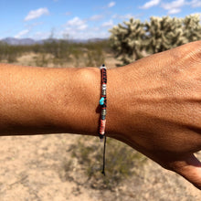 Load image into Gallery viewer, “Howling Desert” Fiber Threads with Herkimer diamond and Turquoise Stone Wanderlust Bracelet
