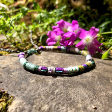 Load image into Gallery viewer, “Woodlands” Fiber Threads with Herkimer Diamond, Amethyst, Malachite, Opal Stone Wanderlust Bracelet
