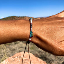 Load image into Gallery viewer, “The Trail" Fiber Threads with Ethiopian opal and Turquoise Stone Wanderlust Bracelet
