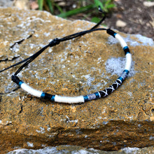 Load image into Gallery viewer, “White Wolf” Merino Wool, Cotton, and Irish Waxed Linen Cord Wanderlust Bracelet
