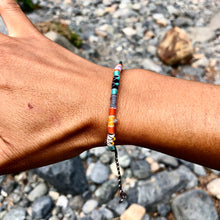 Load image into Gallery viewer, “Ignite" Cotton with Amethyst, Ethiopian Opal, Turquoise, Labradorite, and Seed Bead Wanderlust Bracelet
