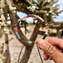 Load image into Gallery viewer, “The Huntress” Fiber Threads with Herkimer Diamond, Pearl, Tibetan Turquoise Stones Wanderlust Bracelet

