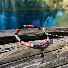 Load image into Gallery viewer, “Fire Away" Fiber Threads with an Turquoise Stone Wanderlust Bracelet
