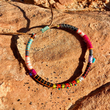 Load image into Gallery viewer, “Dixie" Fiber Threads with Turquoise, Malachite, and Opal Stone Wanderlust Bracelet
